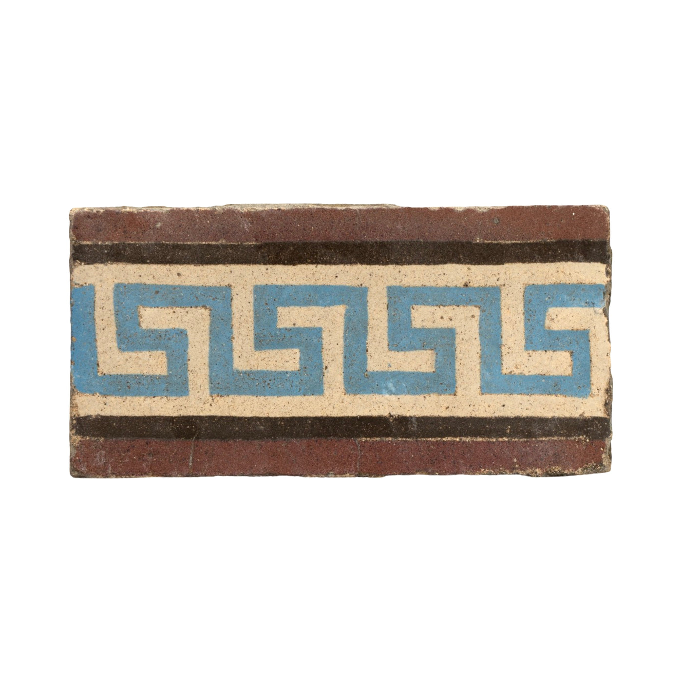Reclaimed French Encaustic Decorative Greek Key Concrete Border Tile (ET-DKBQ)