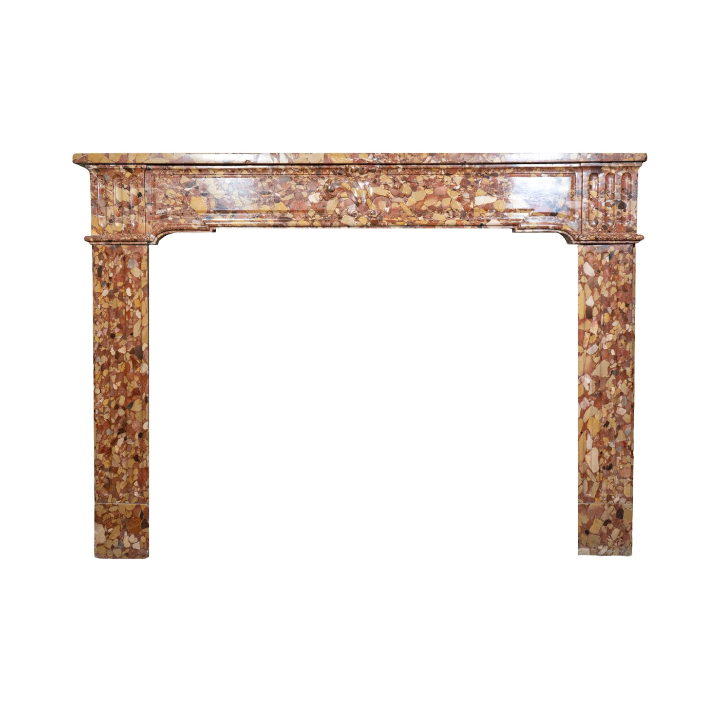 Antique French Alep Breccia Marble Mantel (M30136)