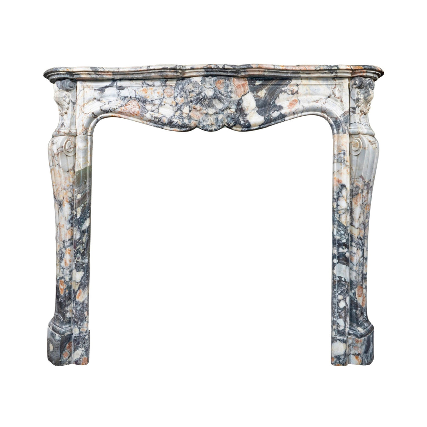 Antique French African Breccia Marble Mantel (M-PWAF)