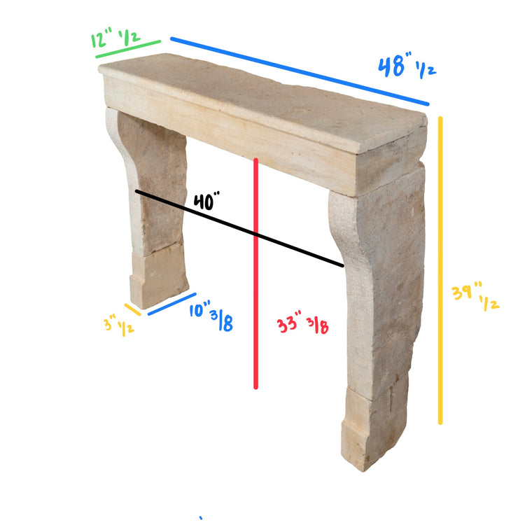 Antique French Limestone Mantel (M-NMLP)
