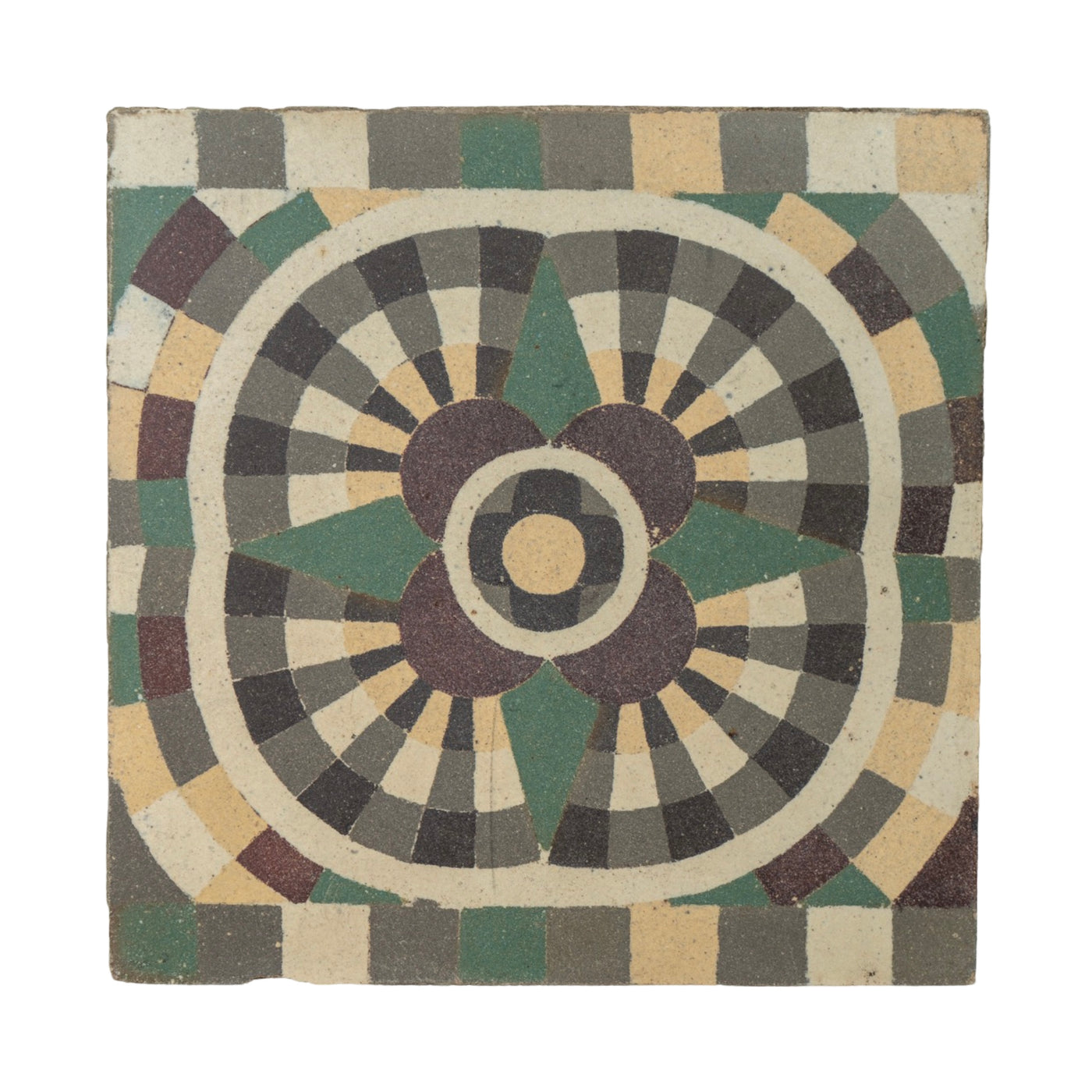 Reclaimed French Encaustic Geometric Concrete Tile (ET-CYFQ)