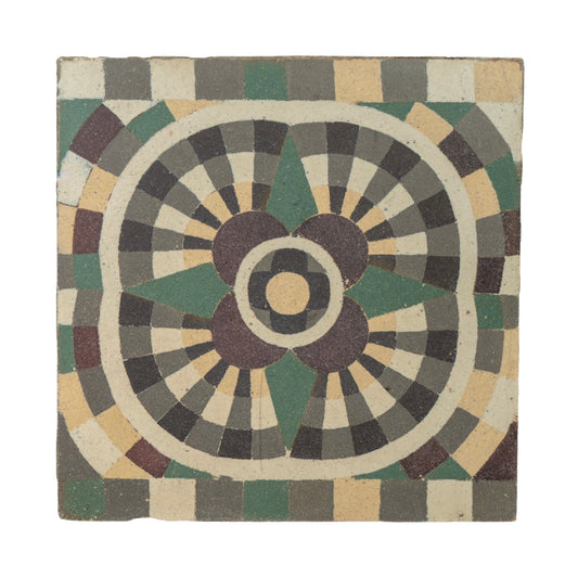 Reclaimed French Encaustic Geometric Concrete Tile (ET-CYFQ)