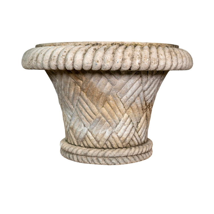 French Limestone Woven Planter