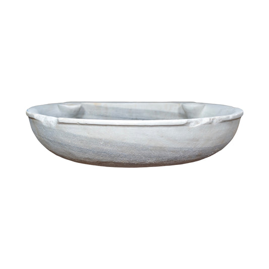 Antique French White Carrara Marble Semi Circular Sink (S-XMPQ)