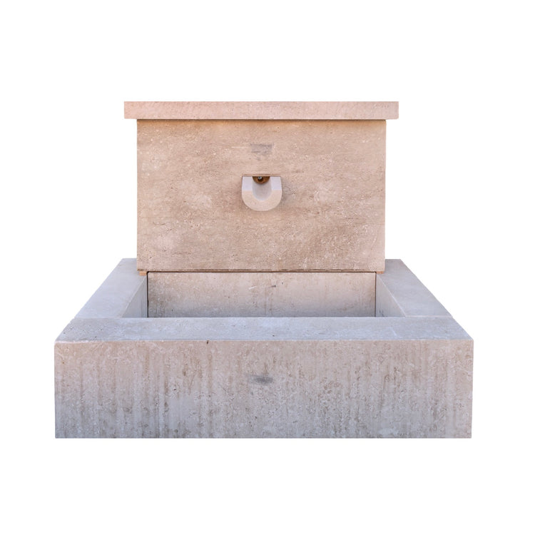 Contemporary French Limestone Geometric Wall Fountain (FM200)