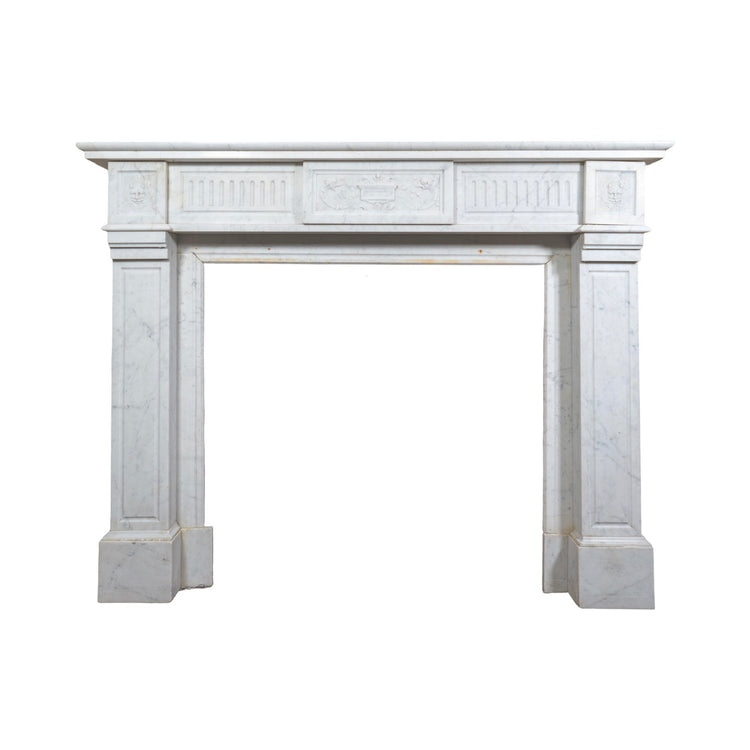 Antique French White Carrara Marble Mantel (M-LUTC)