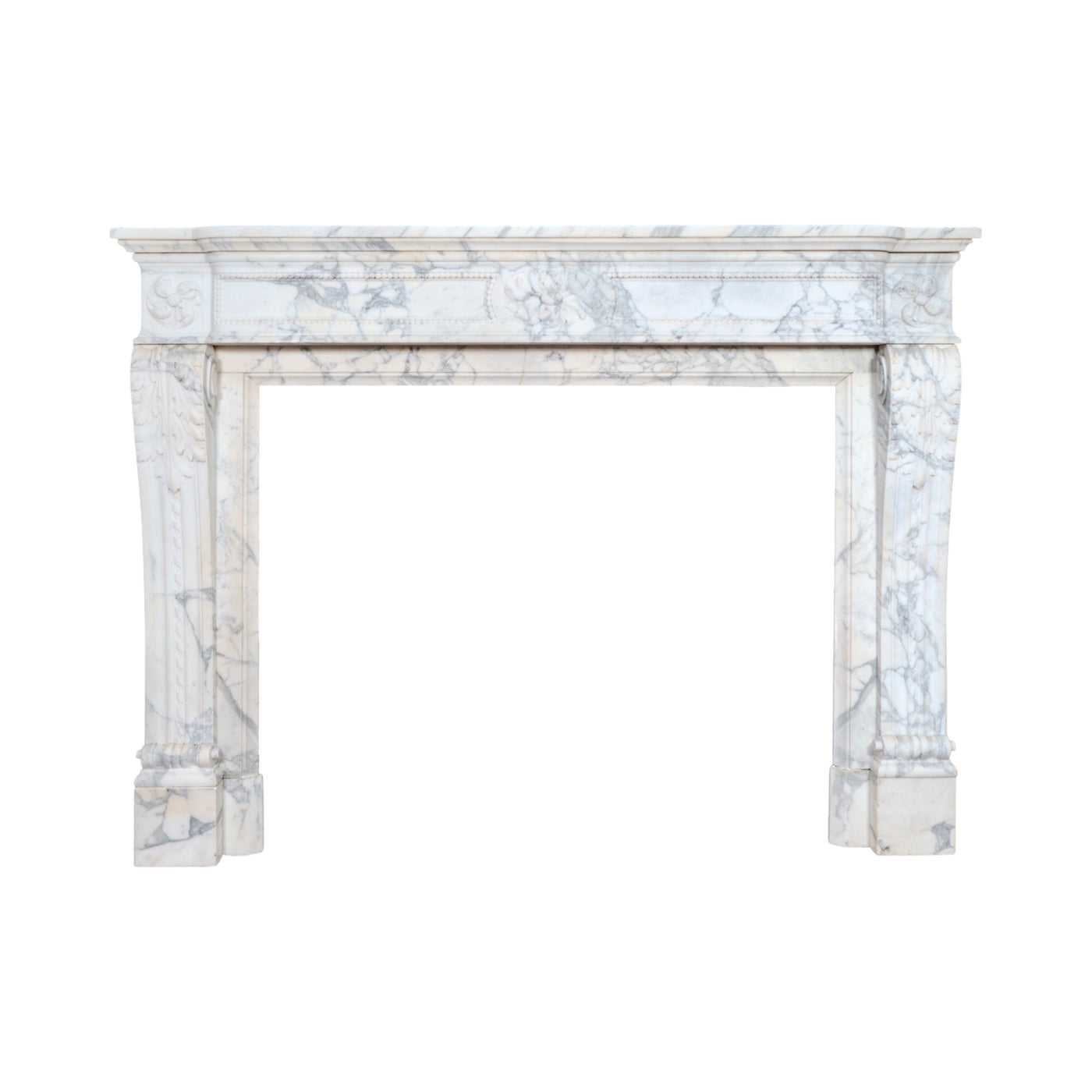 Antique French Carrara Marble Mantel (M-AHFQ)