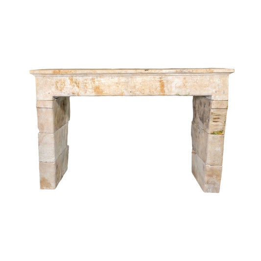 Antique French Limestone Farmhouse Mantel