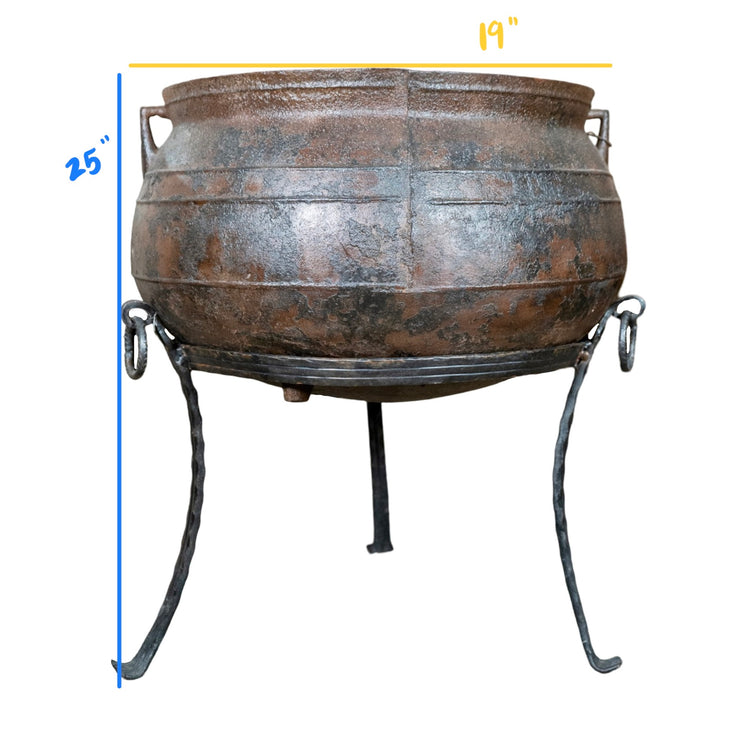 Pair of Antique French Cast Iron Cauldron Planters