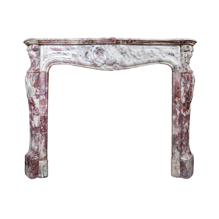 Antique French Fleur de Pêcher Marble Mantel