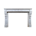 Antique French White Veined Carrara Marble Mantel (M-METQ)