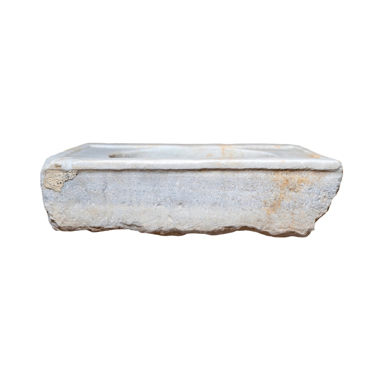 Antique French White Carrara Marble Rectangular Sink