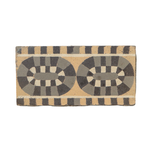 Reclaimed French Encaustic Geometric Concrete Border Tile (ET-KLJX)