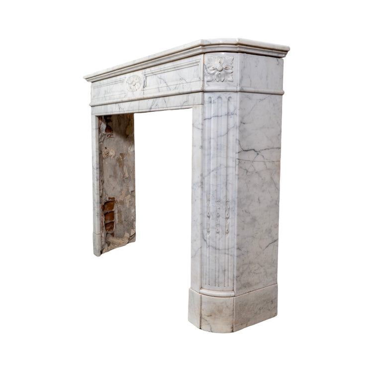 Antique French White Carrara Marble Mantel