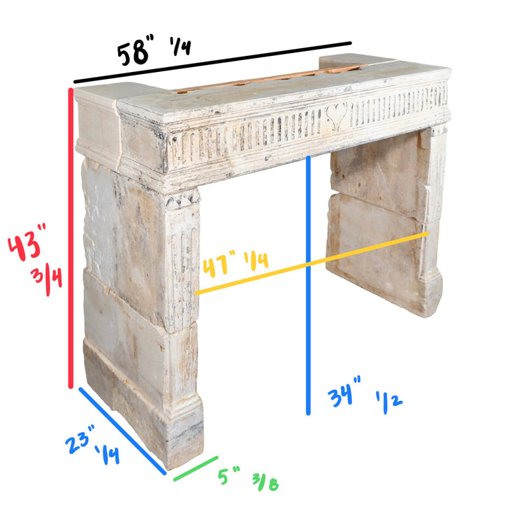 Antique French Limestone Mantel (M-VBAS)