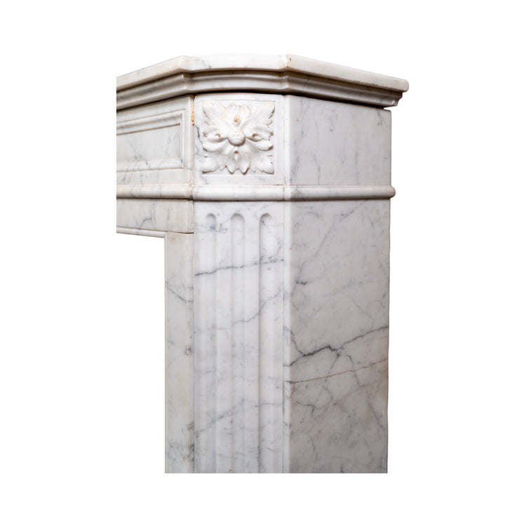 Antique French White Carrara Marble Mantel