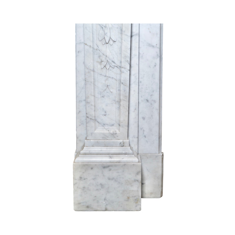 Antique French White Carrara Marble Mantel (M-EVLC)