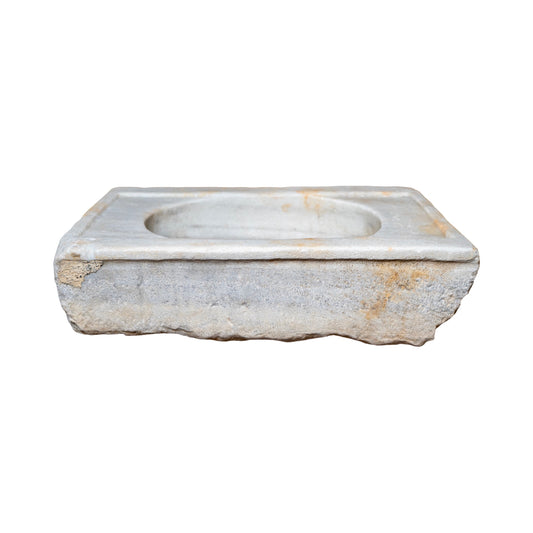 Antique French White Carrara Marble Rectangular Sink