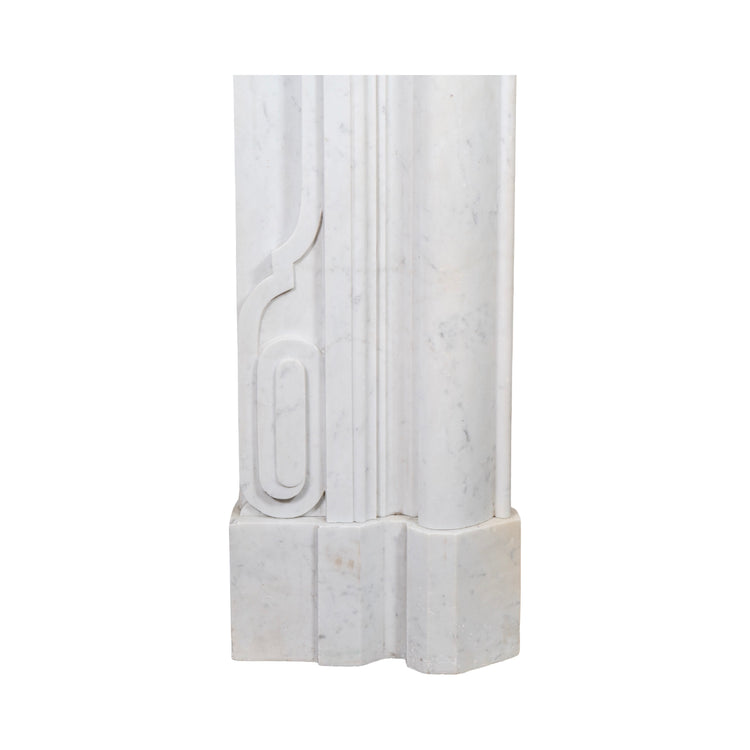 Antique French White Carrara Marble Mantel (M-AHYF)