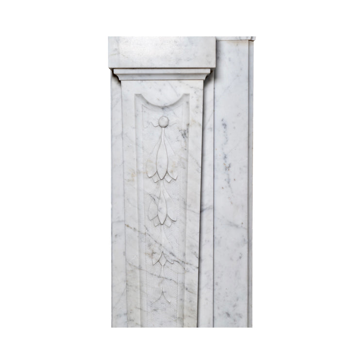 Antique French White Carrara Marble Mantel (M-EVLC)