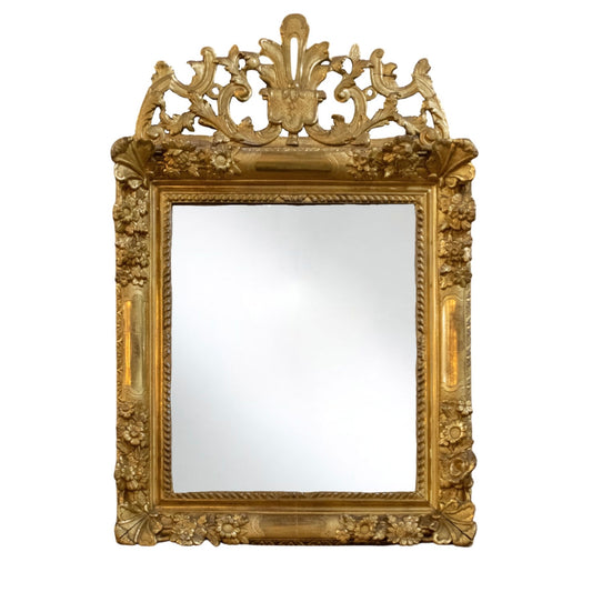 Antique French Oakwood Framed Gold Leaf Mirror