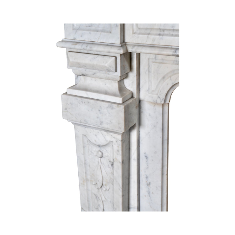 Antique French White Carrara Marble Mantel (M-EVLC)