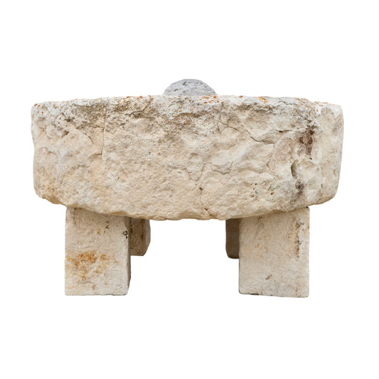 Antique French Limestone Circular Trough