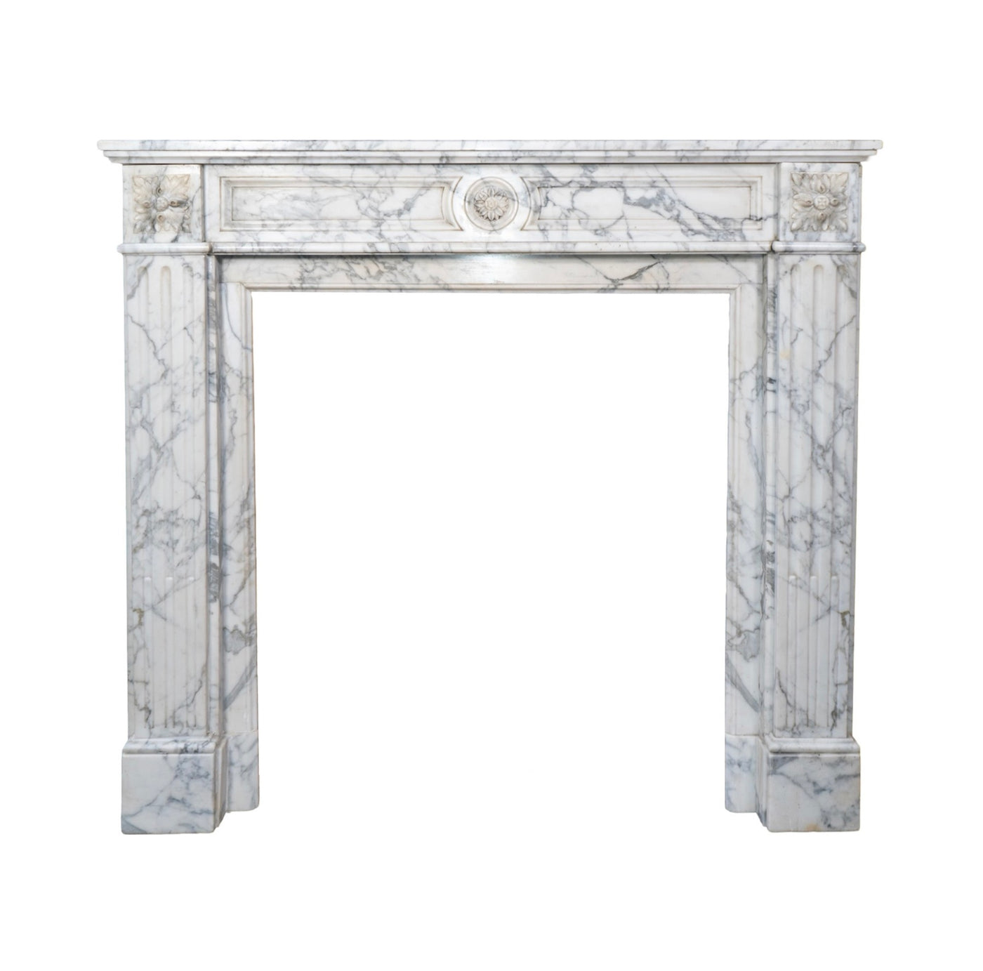 Antique French White Carrara Marble Mantel (M-W2LP)