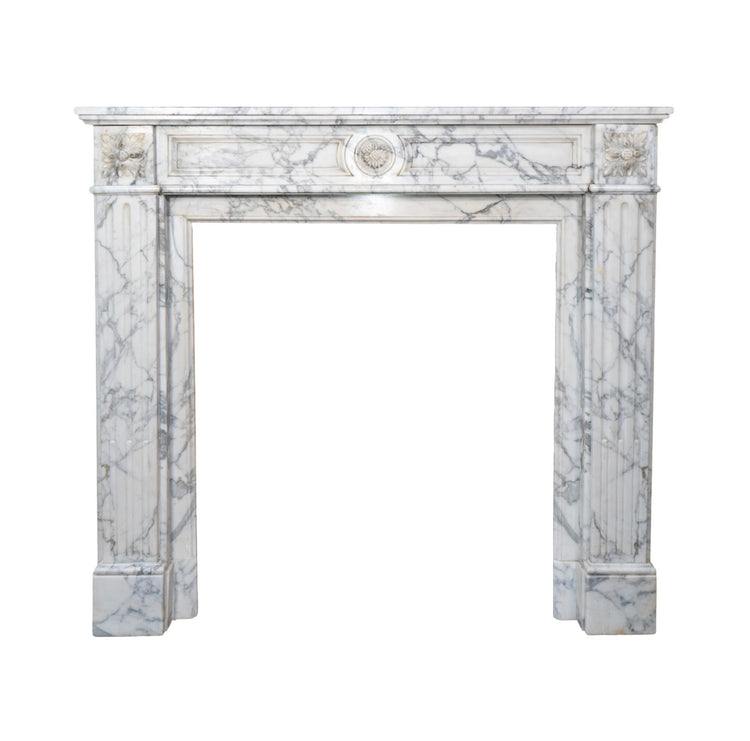 Antique French White Carrara Marble Mantel