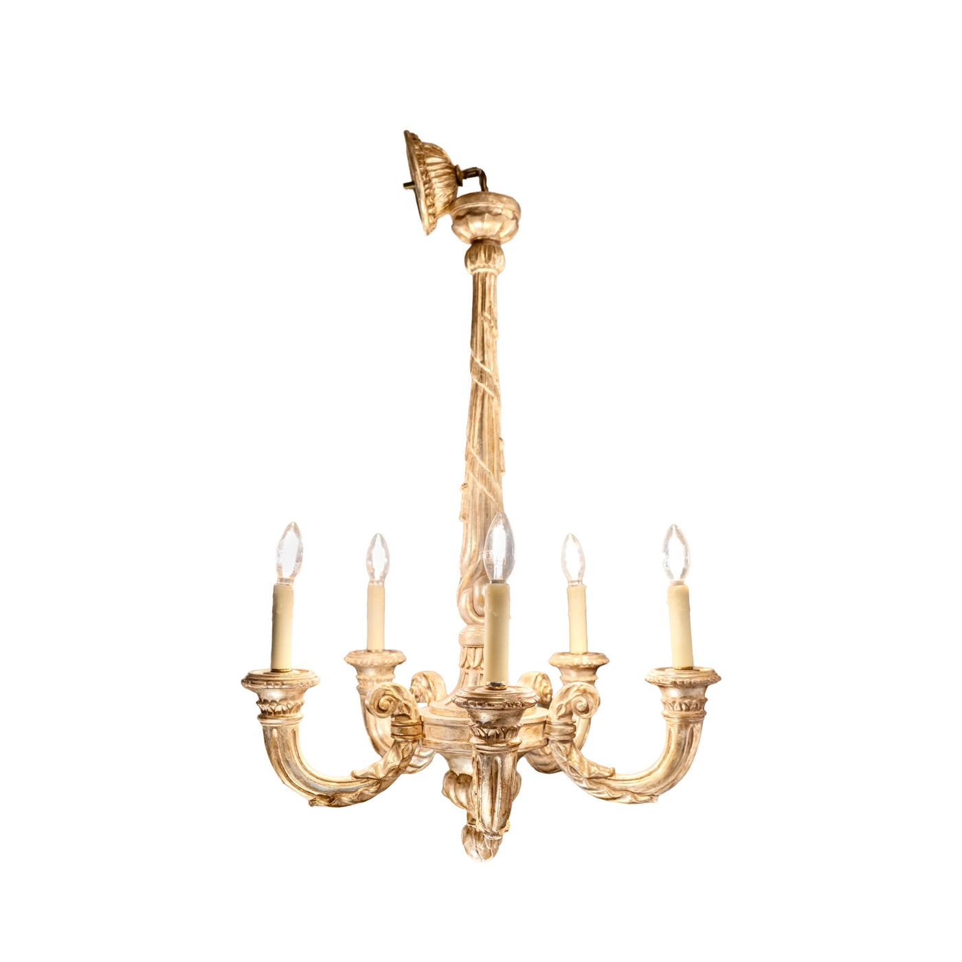 Antique French Silver-Lead Wooden Chandelier (L-ZARC)