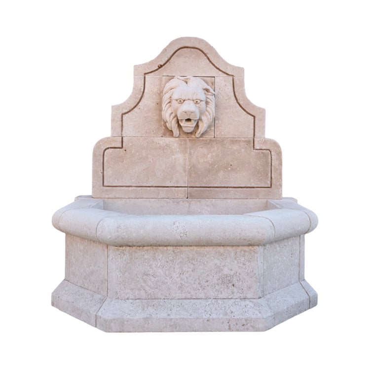 Contemporary French Limestone Lion Wall Fountain (FO100)