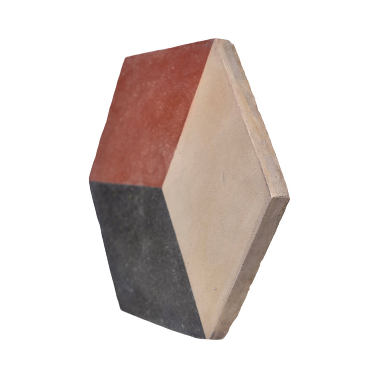 Reclaimed French Encaustic Hexagonal Geometric Concrete Tile