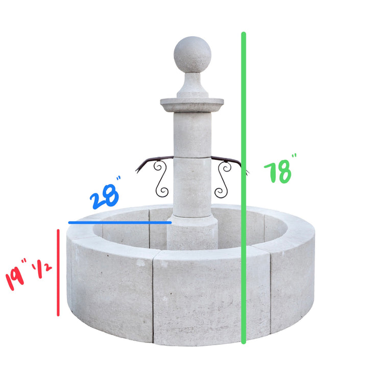 Contemporary French Limestone Central Fountain