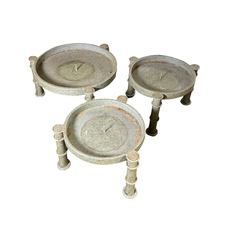 English Antique Metal Candle Holders