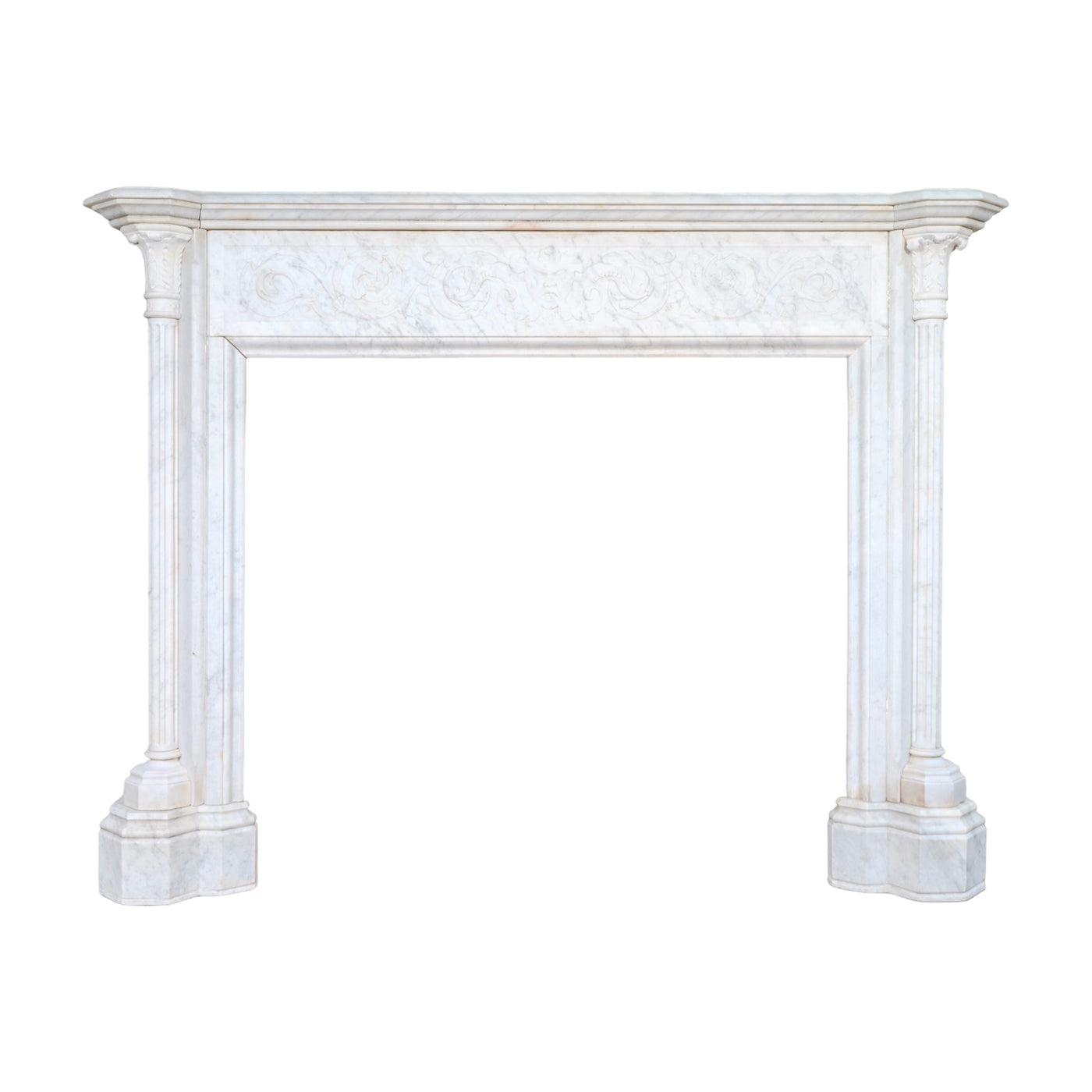 Antique French Carrara Marble Mantel (M-GFMK)
