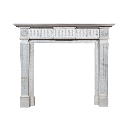 Antique French White Carrara Marble Mantel