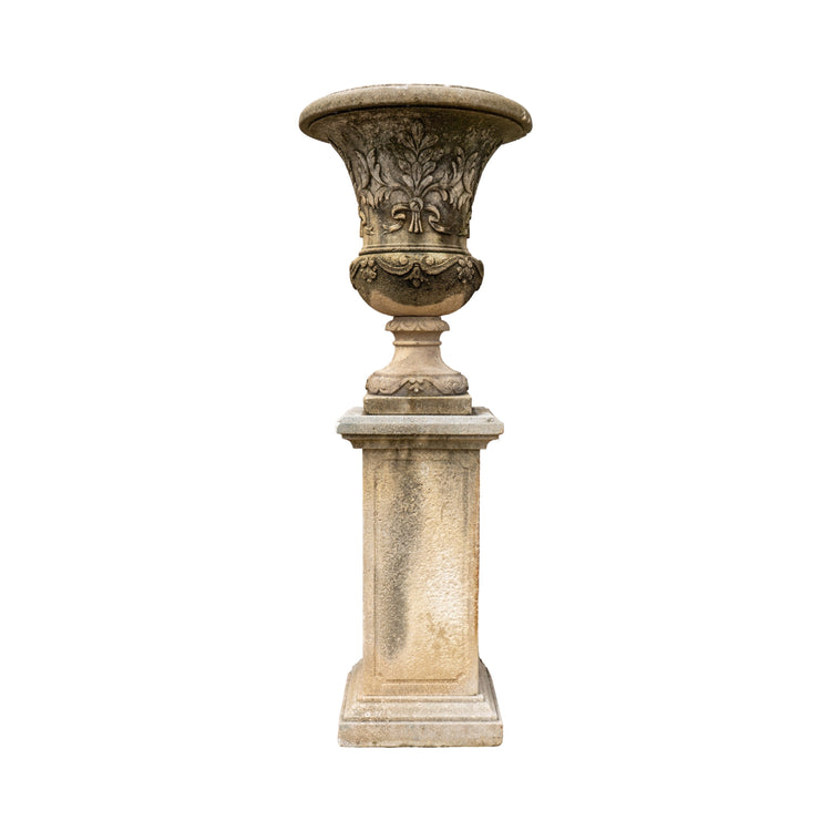 Italian Limestone Planter with Base