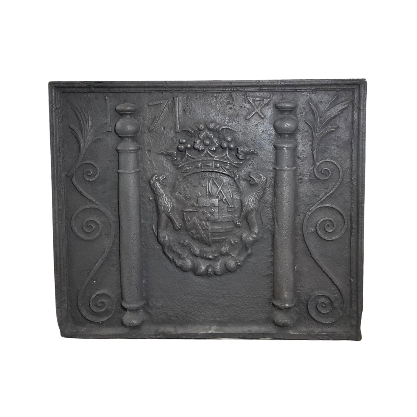 Antique French Iron Fireback (FA-BXZU)