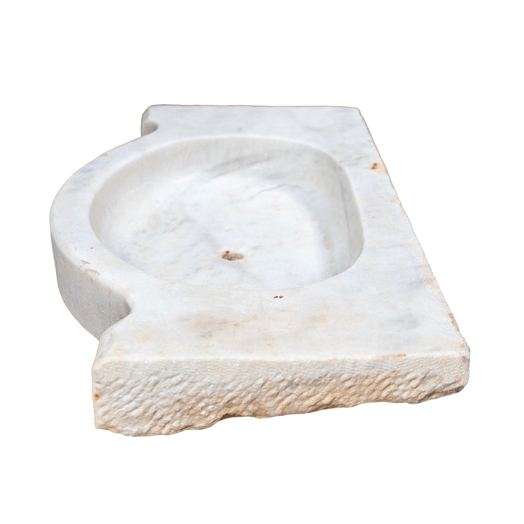 Antique French White Carrara Marble Rectangular Sink