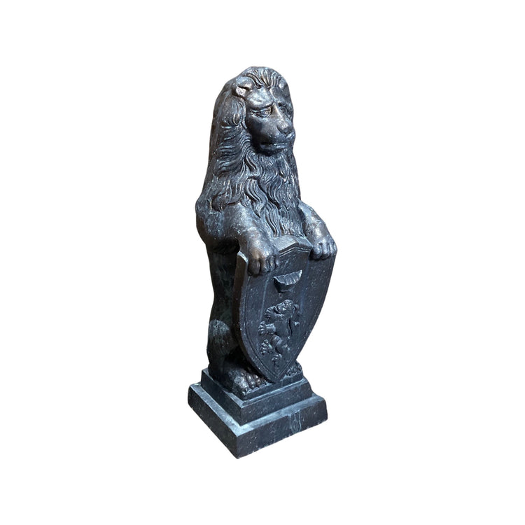 French Bronze Lion Sculpture Andirons