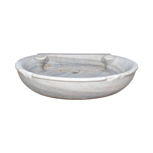 Antique French White Carrara Marble Semi Circular Sink