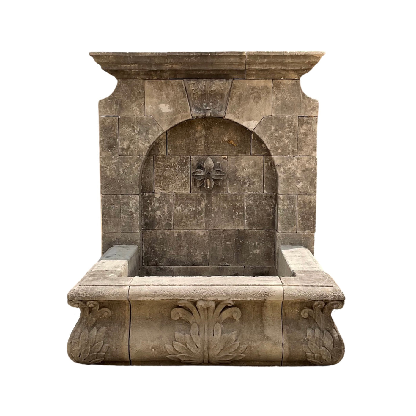 Contemporary French Limestone Wall Fountain (F-AN0H)