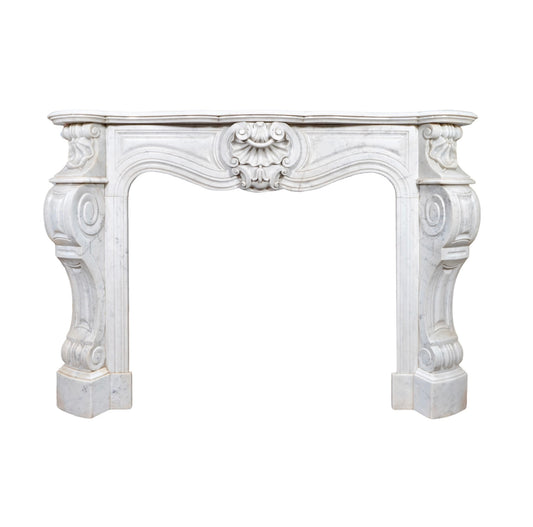 Antique French White Veined Carrara Marble Mantel (M-XVAR)