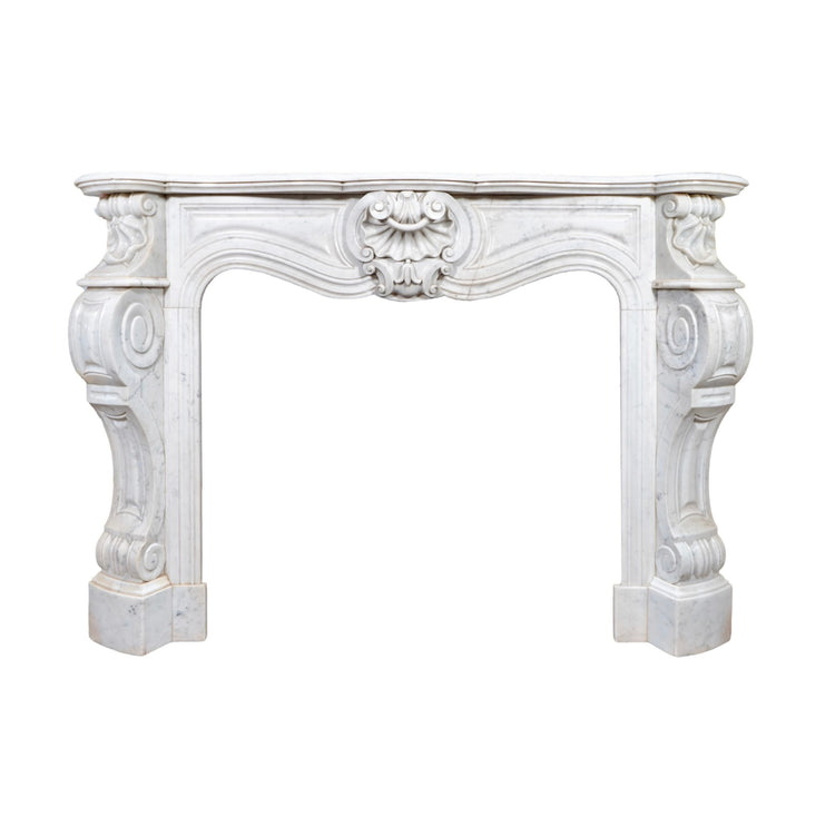 Antique French White Veined Carrara Marble Mantel