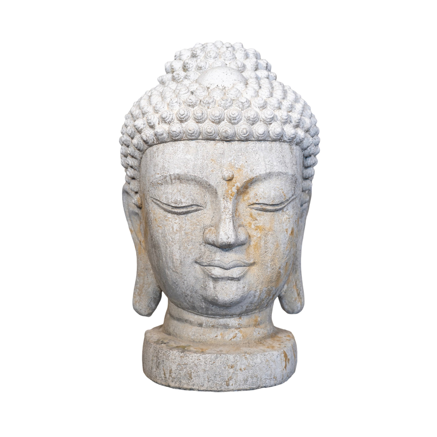 Contemporary French Reconstituted Stone Buddha Head Statue (GE-URPA)