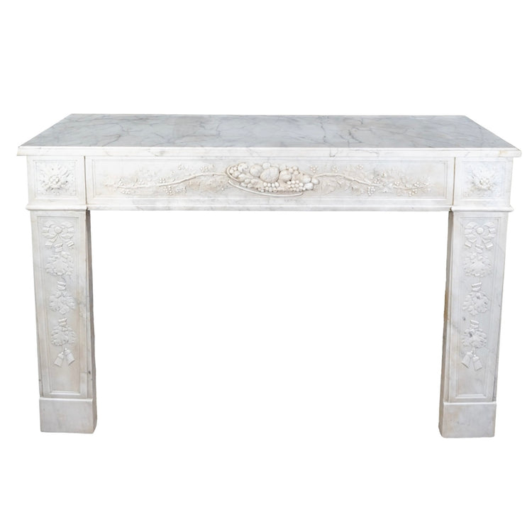 Antique French White Carrara Marble Mantel (MCH1086)