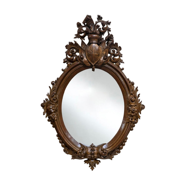 Antique French Oak Wood Mirror (X1085)