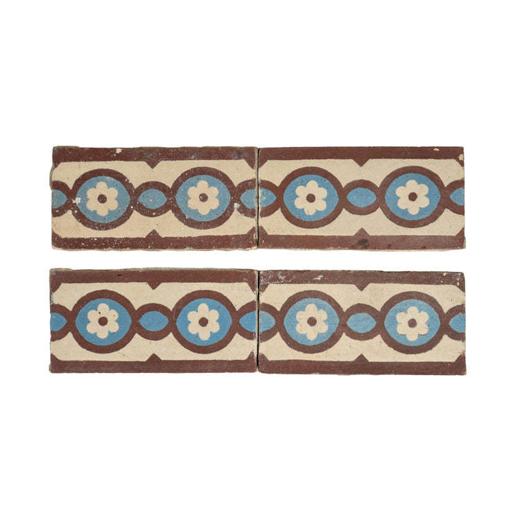 Reclaimed French Encaustic Floral Concrete Border Tile