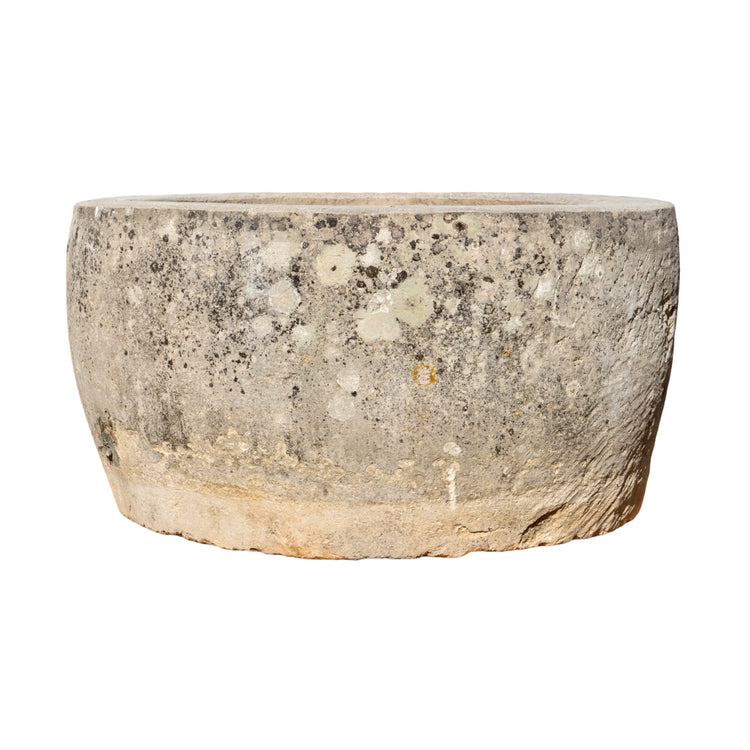 Antique French Limestone Circular Planter