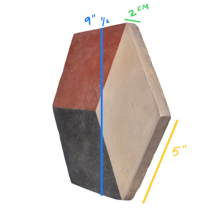 Reclaimed French Encaustic Hexagonal Geometric Concrete Tile